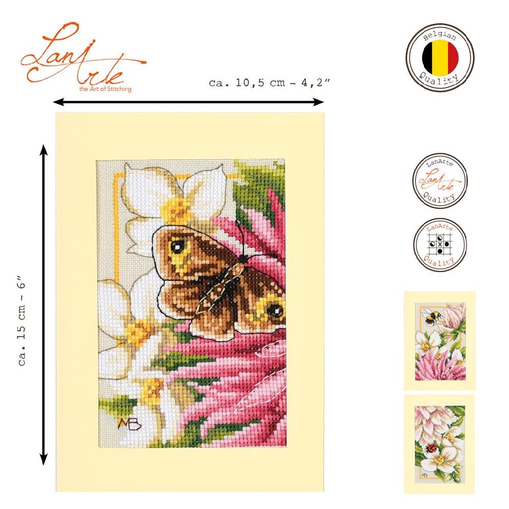 Lanarte Kit Carte De Voeux Dahlia Rose Lot De 3