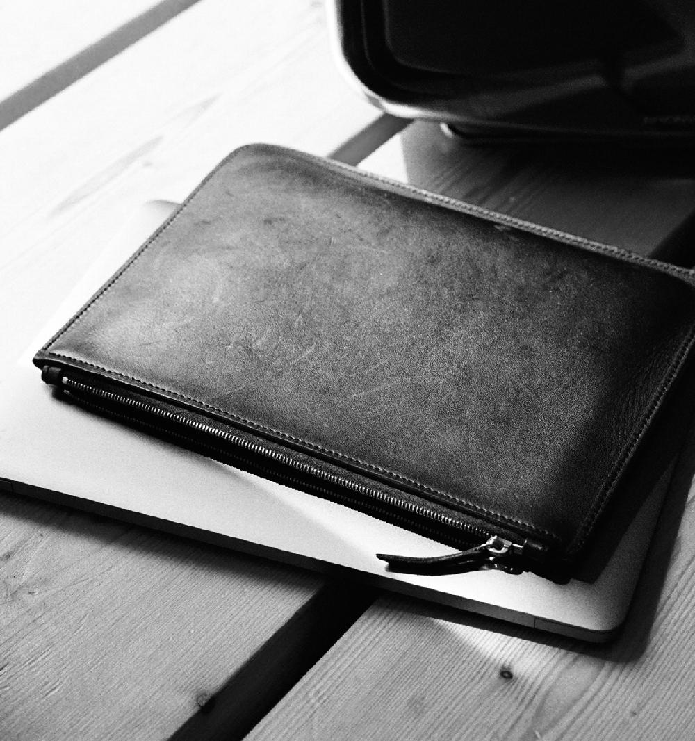 Laperruque Pochette Zippée A5+Veau Baranil Gold