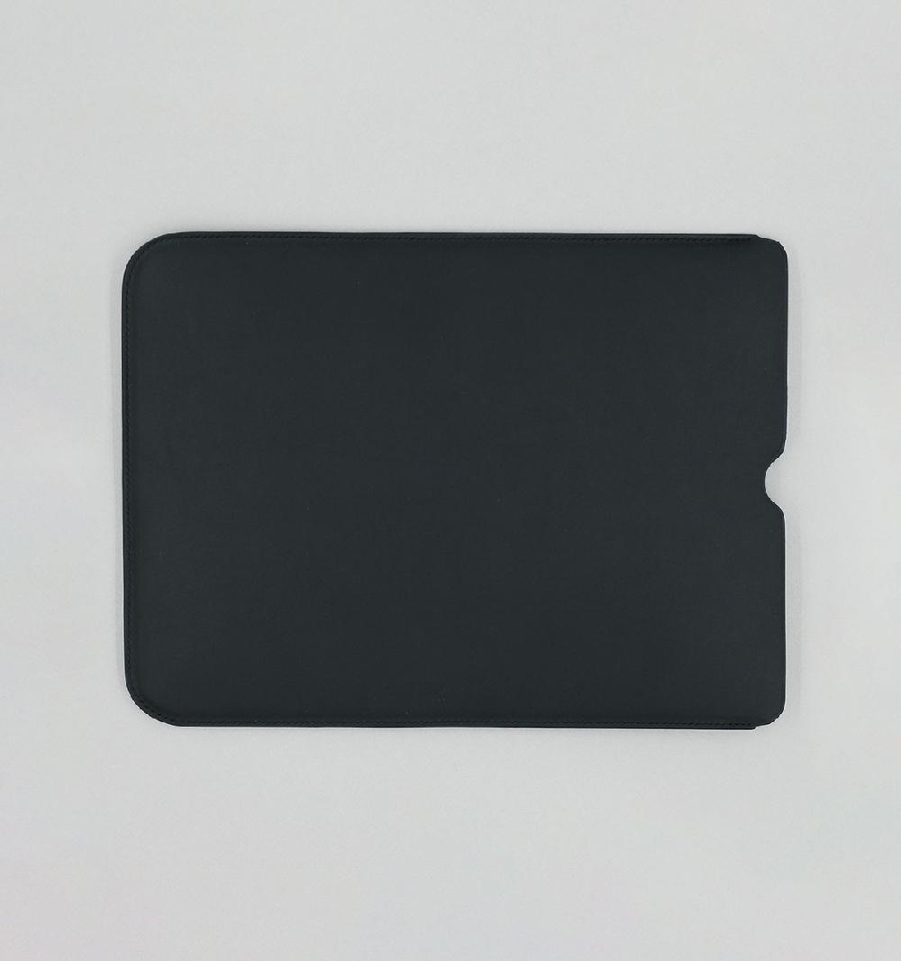 laperruque Pochette d'ordinateur plate 16"Veau à Double Tannage Noir