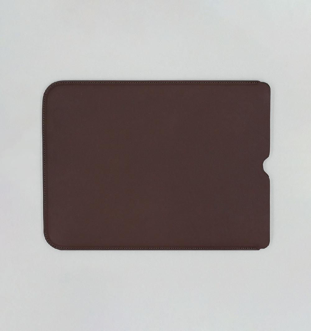 laperruque Pochette d'ordinateur plate 16"Veau à Double Tannage Chocolat