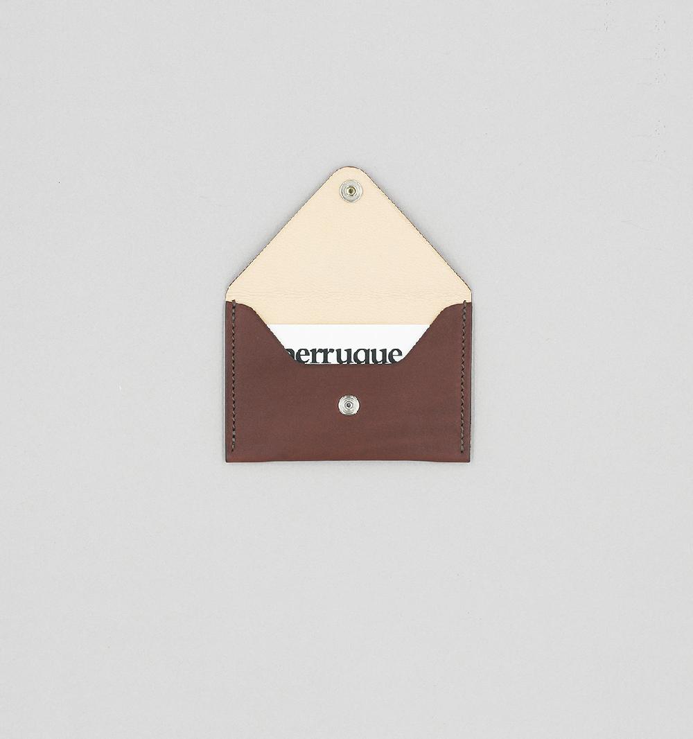 Laperruque Porte-Cartes EnveloppeVeau à Double Tannage Chocolat