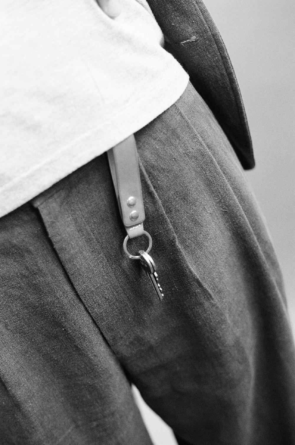 Laperruque Porte-Clés PressionsCuir Grainé Double Ton Grès
