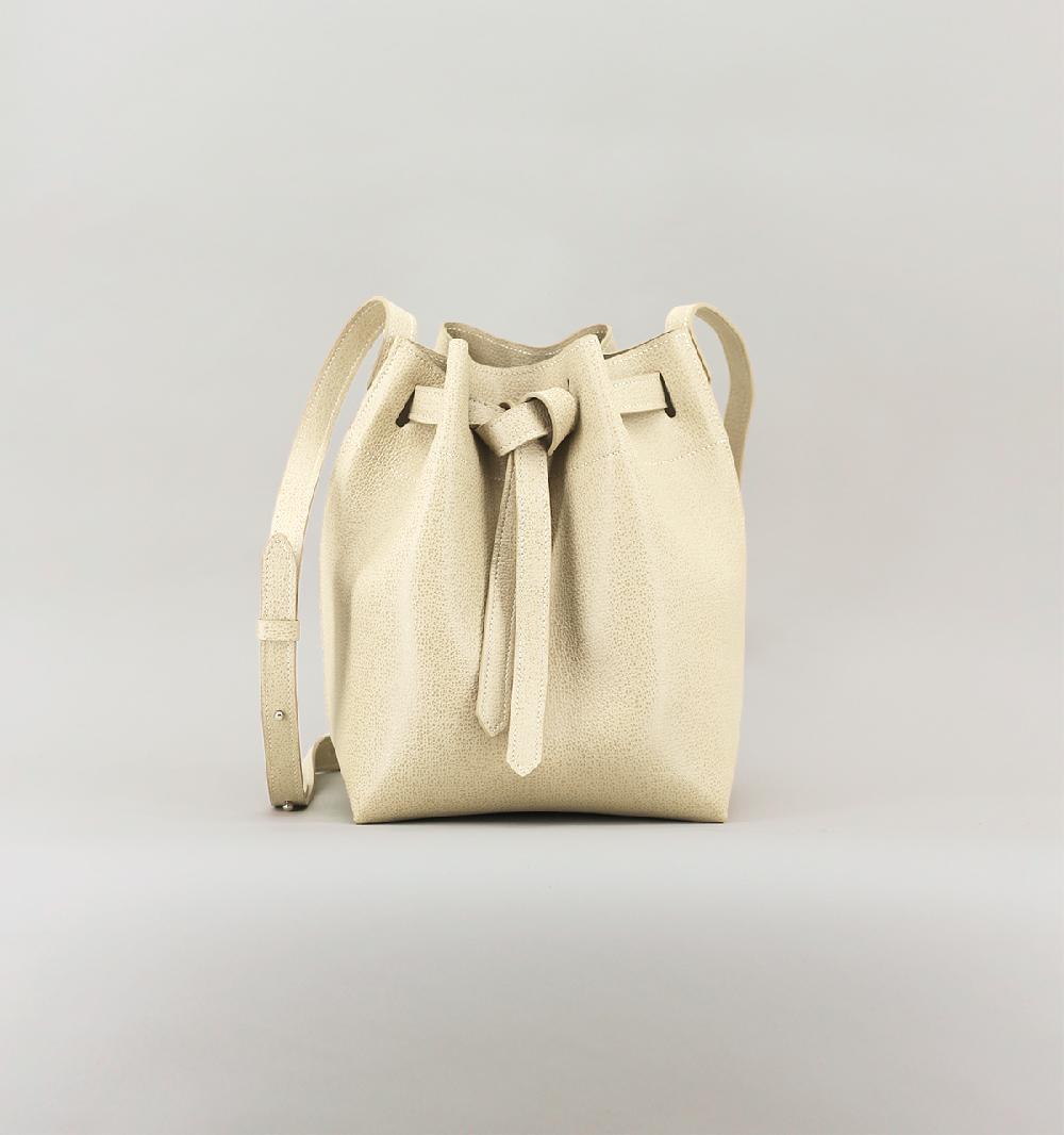 laperruque Sac SeauSac Seau En Cuir Grainé Double Ton Grès