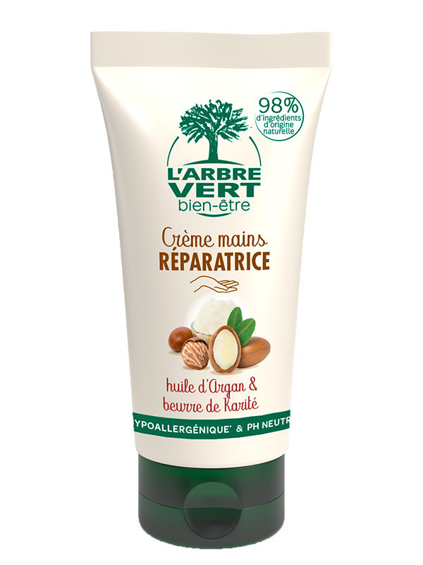 l'arbre vert Crème mains écologique Réparatrice à l’huile d’Argan et beurre de Karité 75ml • L'Arbre Vert
