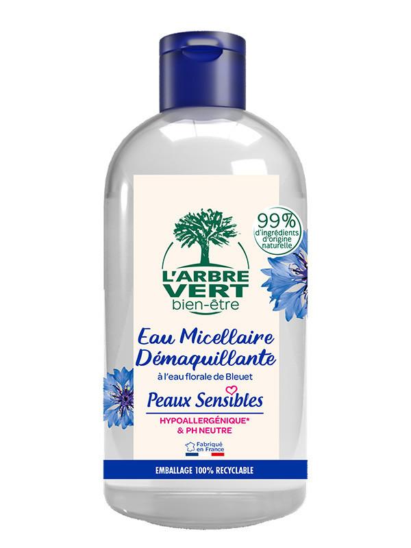 l'arbre vert Eau micellaire démaquillante Peaux Sensibles 500ml • L'Arbre Vert