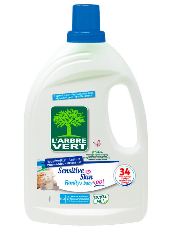 l'arbre vert Lessive Liquide écologique Peaux Sensibles 1.53L • L'Arbre Vert