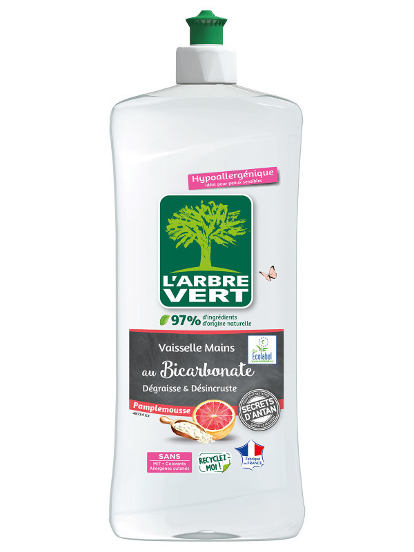 l'arbre vert Liquide vaisselle écologique au Bicarbonate parfum Pamplemousse 750ml • L'Arbre Vert