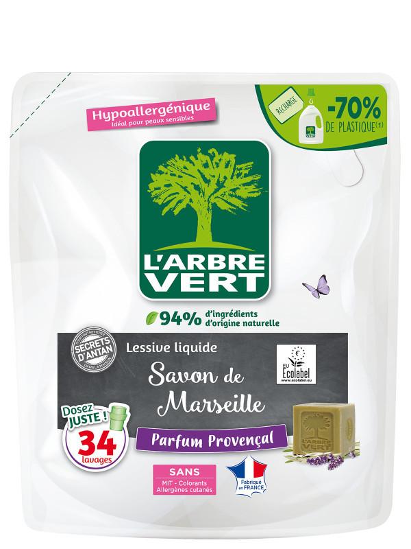 l'arbre vert Recharge lessive écologique Savon de Marseille 1.53L • L'Arbre Vert