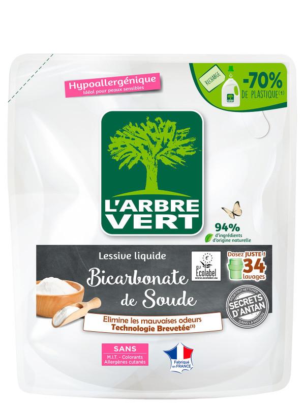 l'arbre vert Recharge lessive liquide écologique Bicarbonate de soude 1.53L • L'Arbre Vert