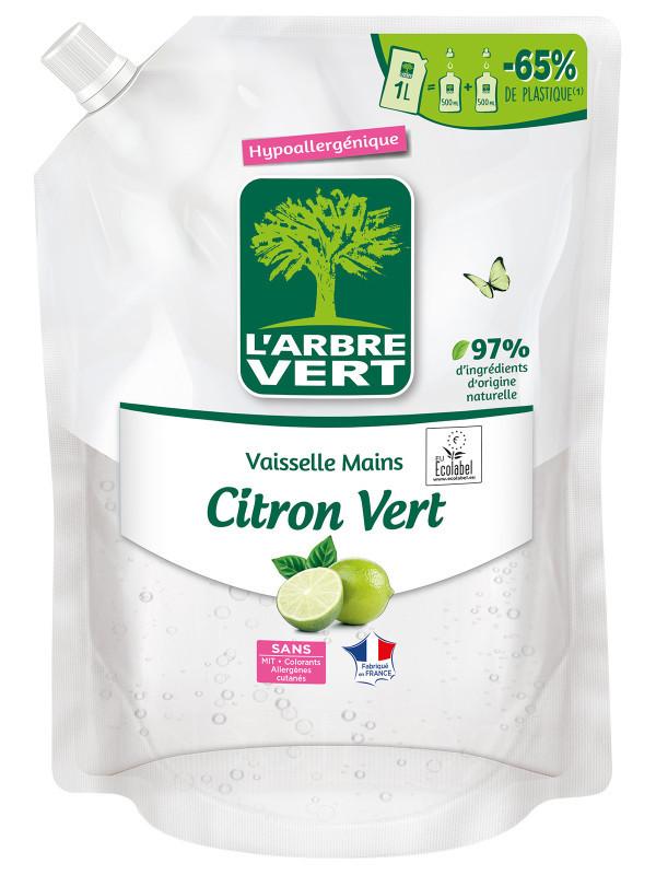 l'arbre vert Recharge Liquide Vaisselle écologique Citron Vert 1L • L'Arbre Vert