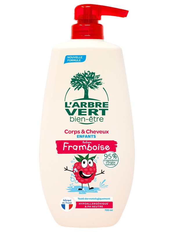 l'arbre vert Shampooing & Gel douche écologique Enfants Framboise 720ml • L'Arbre Vert