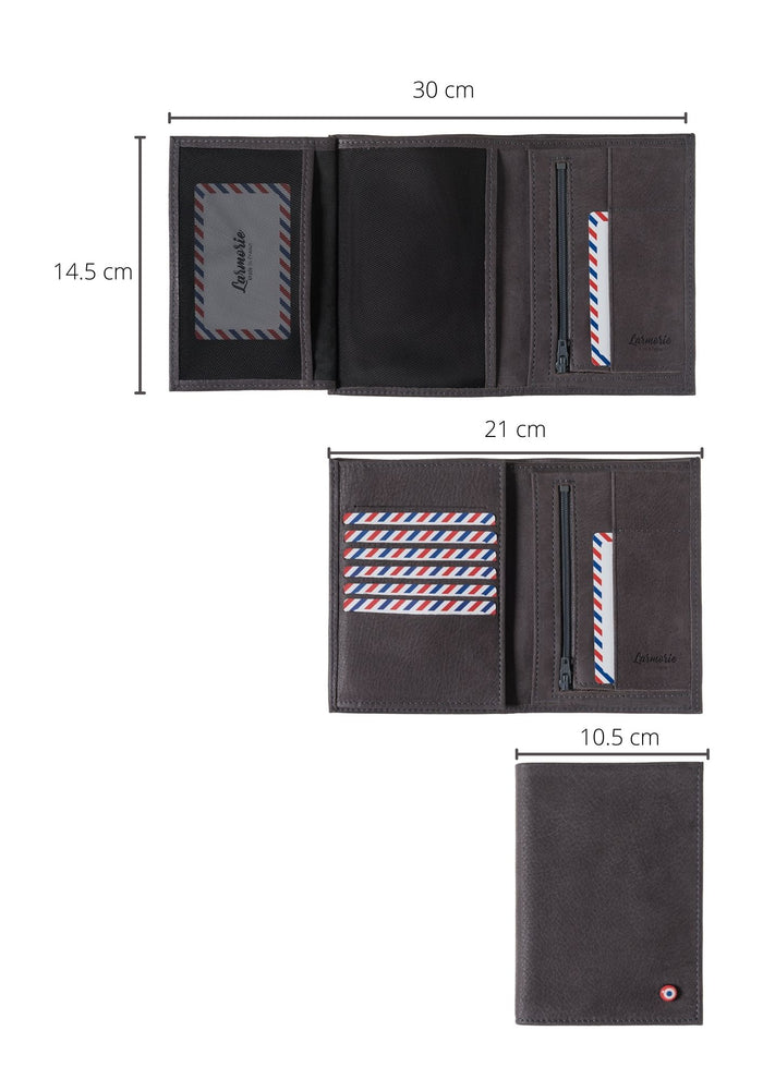 Larmorie Albert Cuir Grainé Grand Portefeuille Ciel Bleu