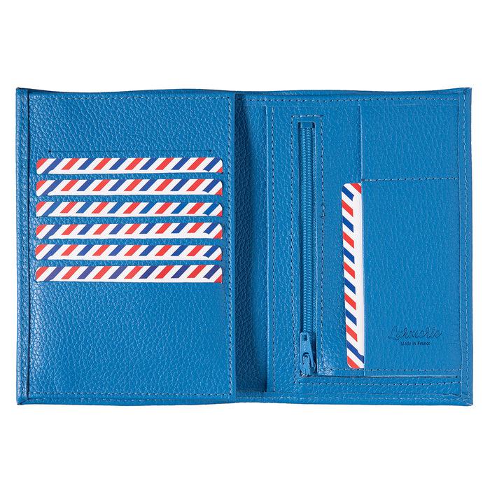 Larmorie Albert Cuir Grainé Grand Portefeuille Ciel Bleu Personnalisé