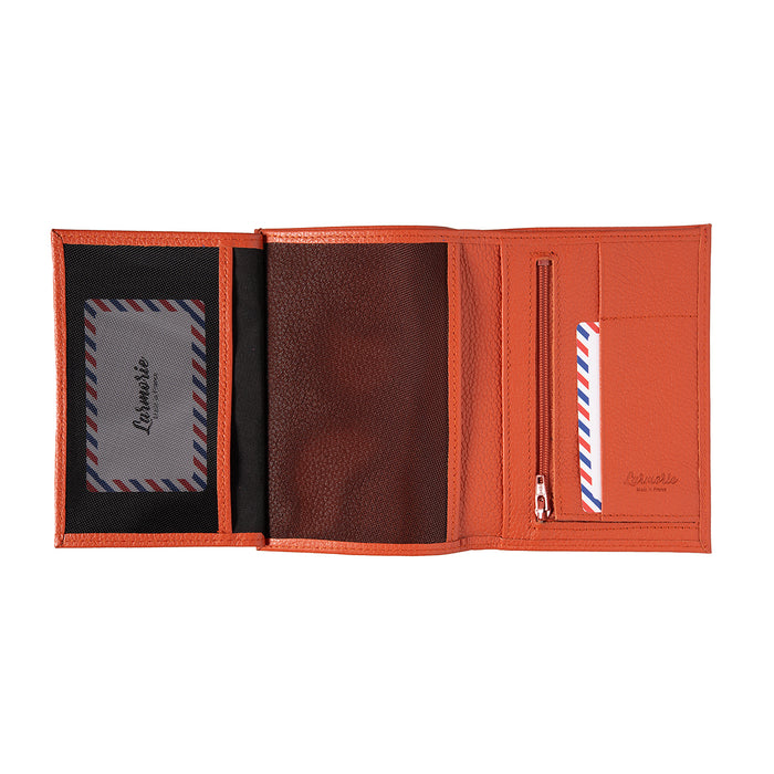 Larmorie Albert Cuir Grainé Grand Portefeuille Corail Bohème Personnalisé