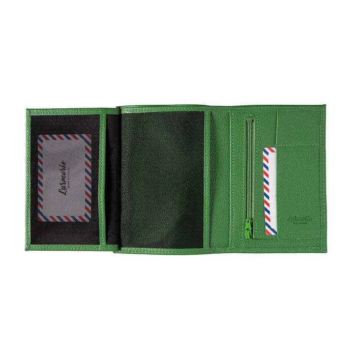 Larmorie Albert Cuir Grainé Grand Portefeuille Pré Vert