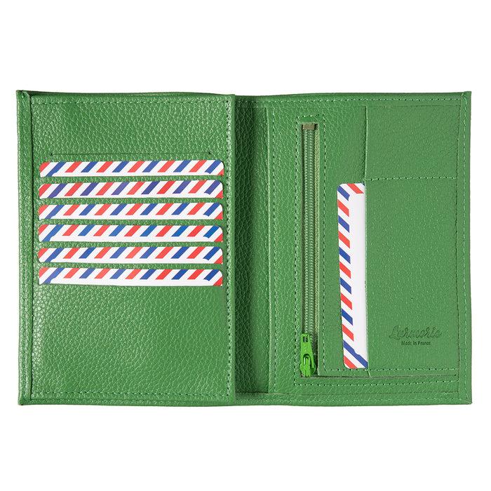 Larmorie Albert Cuir Grainé Grand Portefeuille Pré Vert Personnalisé