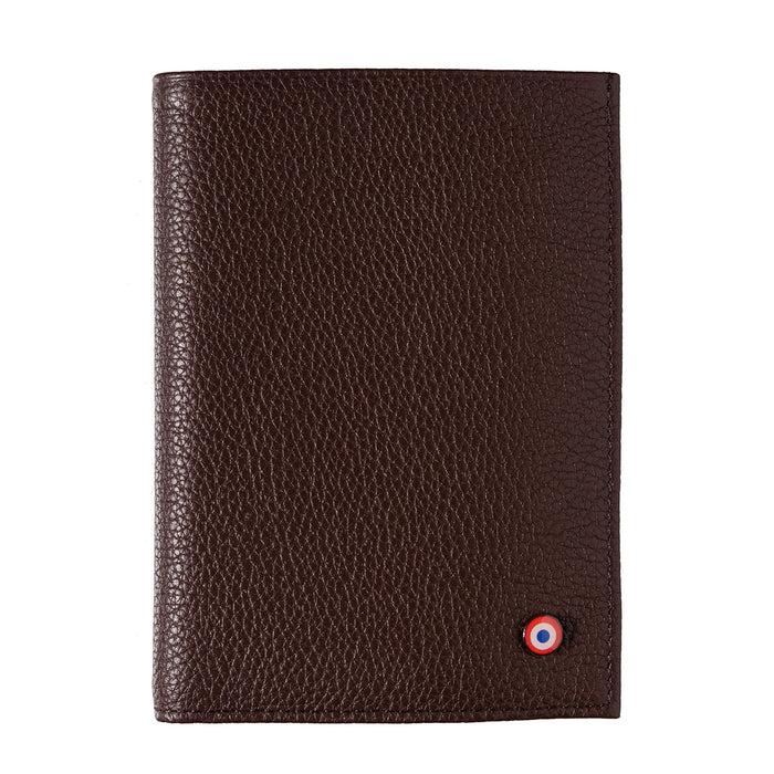 larmorie Albert Cuir Grainé Grand portefeuille Terre Brunie personnalisé