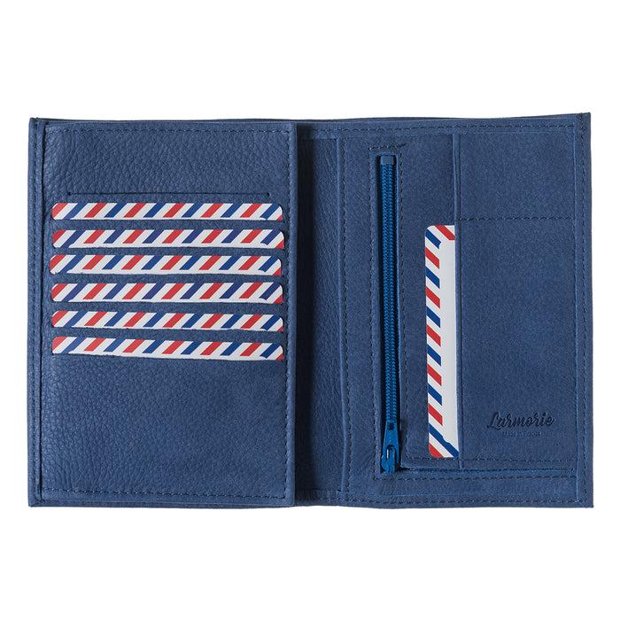 Larmorie Albert Cuir Nubuck Grand Portefeuille Mer Indigo Personnalisé