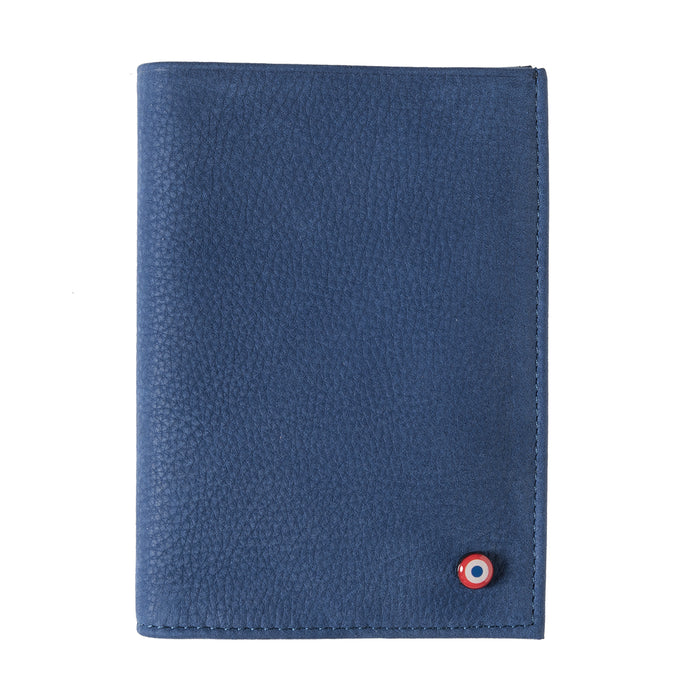 larmorie Albert Cuir Nubuck Grand portefeuille Mer Indigo