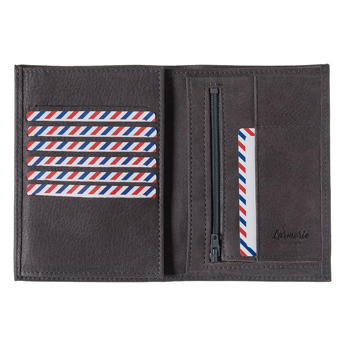 Larmorie Albert Cuir Nubuck Grand Portefeuille Nuage Gris Personnalisé