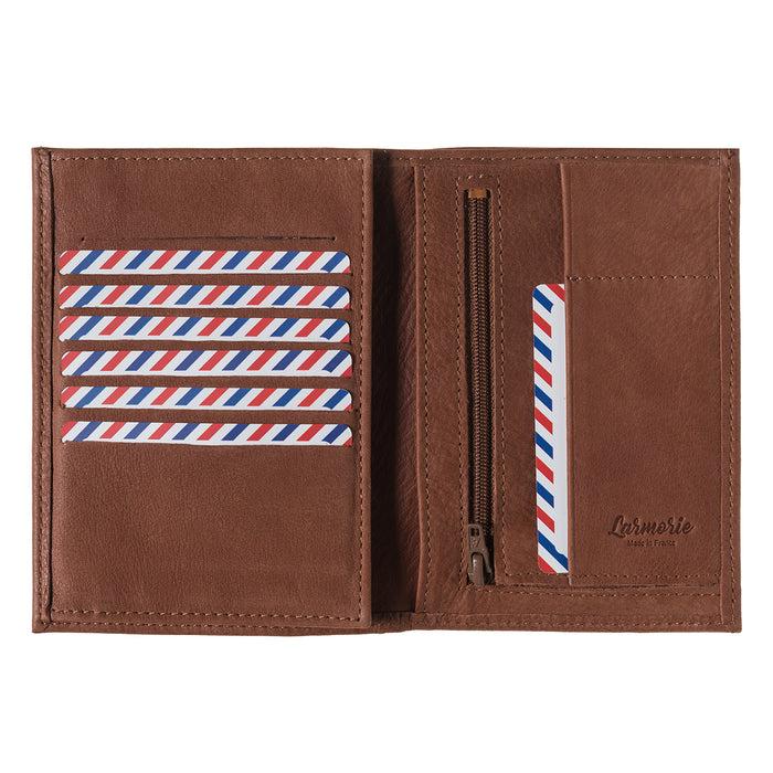 Larmorie Albert Cuir Nubuck Grand Portefeuille Terre Brunie