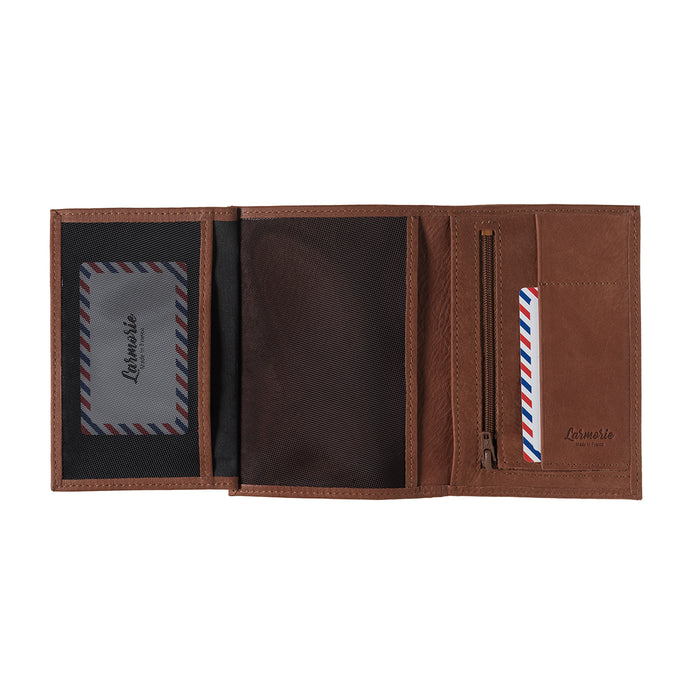 Larmorie Albert Cuir Nubuck Grand Portefeuille Terre Brunie Personnalisé