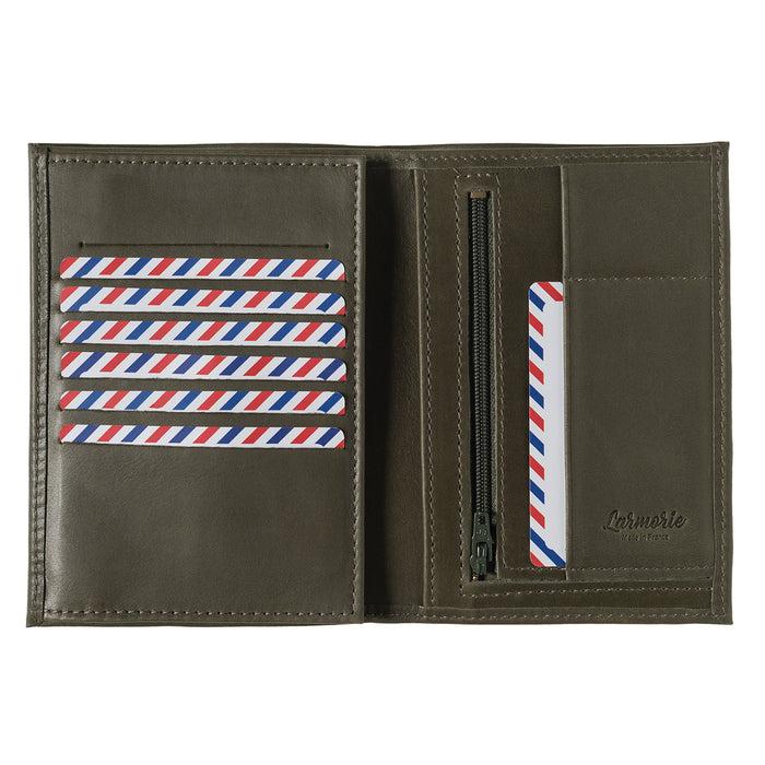 Larmorie Albert Cuir Vintage Grand Portefeuille Bois Vert