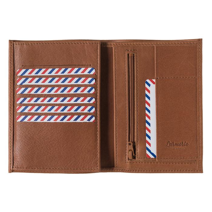 Larmorie Albert Cuir Vintage Grand Portefeuille Terre Brunie