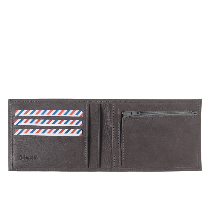 Larmorie Arthur 2.0 Cuir Nubuck Portefeuille Italien Nuage Gris