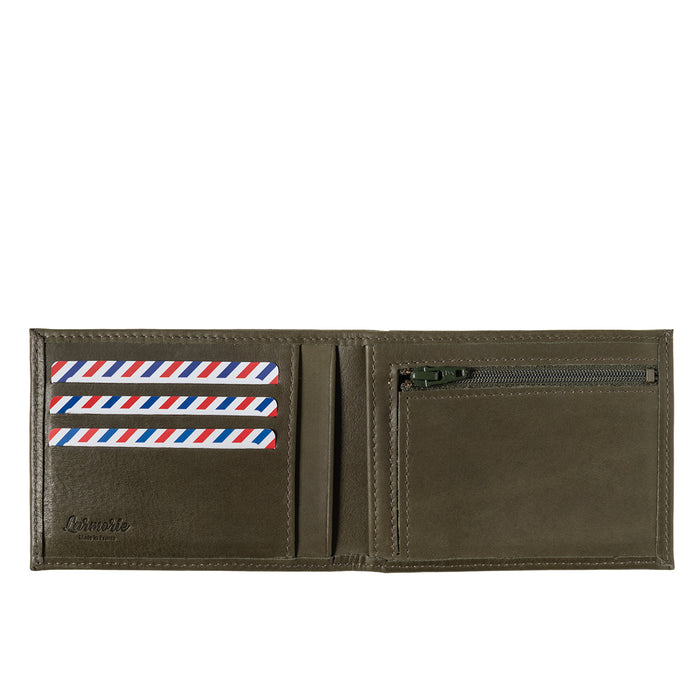 Larmorie ARTHUR 2.0 Cuir Vintage Portefeuille Italien Bois Vert