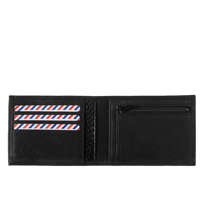 Larmorie Arthur Cuir De Poisson Et Cuir Nubuck Portefeuille Italien Noir C'est Noir Personnalisé