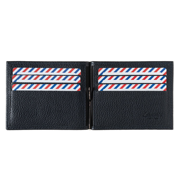 Larmorie Hector Cuir Grainé Portefeuille Italien Pince à Billets Lune Bleue