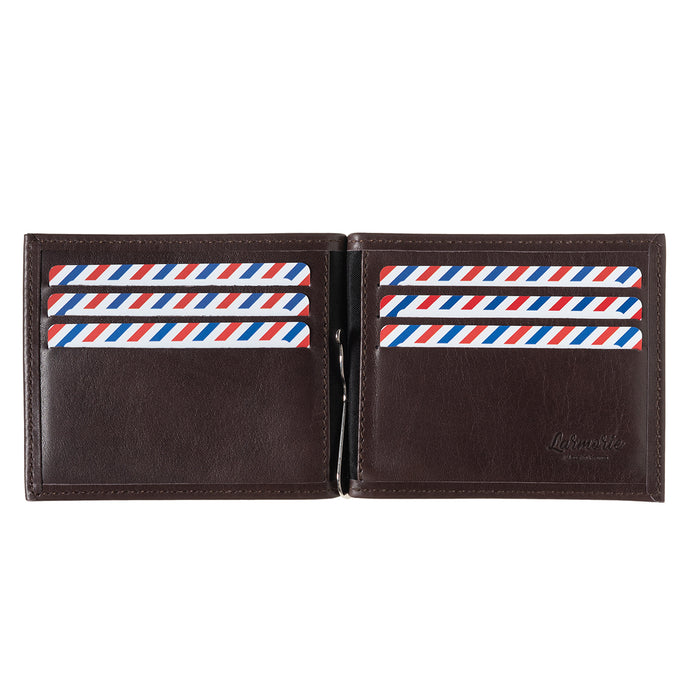 Larmorie Hector Cuir Lisse Portefeuille Italien Pince à Billets Terre Brunie