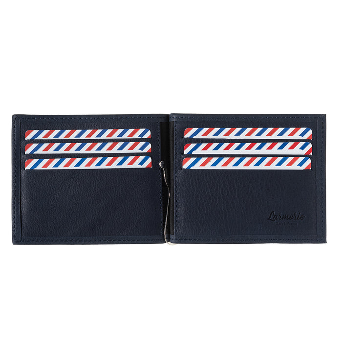 Larmorie Hector Cuir Nubuck Portefeuille Italien Pince à Billets Lune Bleue Personnalisé