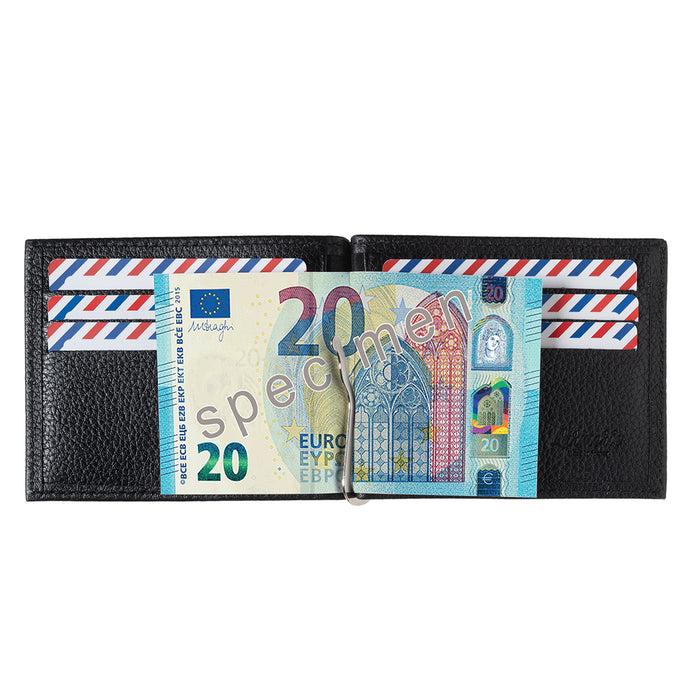 Larmorie Hector Cuir Nubuck Portefeuille Italien Pince à Billets Mer Indigo Personnalisé