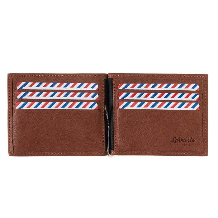Larmorie Hector Cuir Nubuck Portefeuille Italien Pince à Billets Terre Brunie