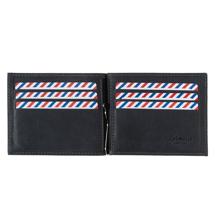 Larmorie Hector Cuir Vintage Portefeuille Italien Pince à Billets Nuage Gris