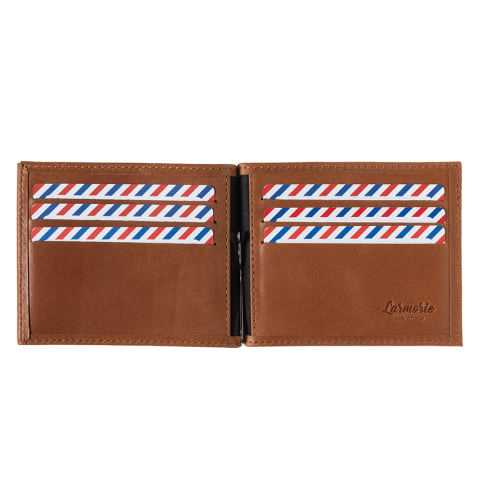 Larmorie Hector Cuir Vintage Portefeuille Italien Pince à Billets Terre Brunie