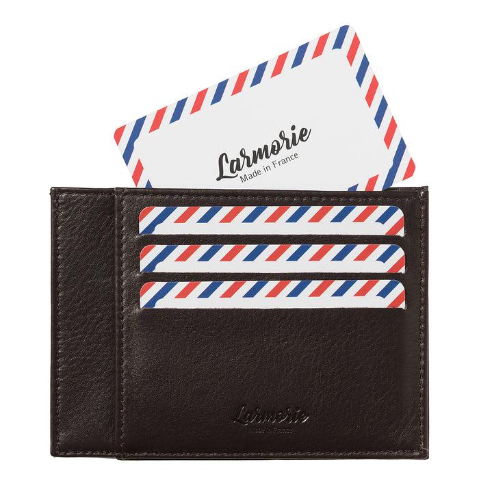 Larmorie PAUL Cuir Lisse Porte-cartes Terre Brunie