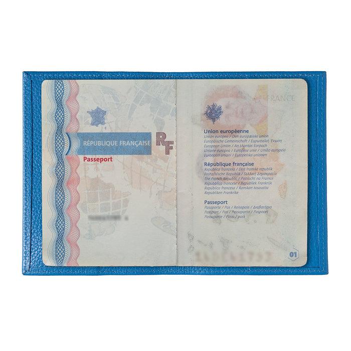 Larmorie Louis Cuir Grainé Porte Passeport Ciel Bleu