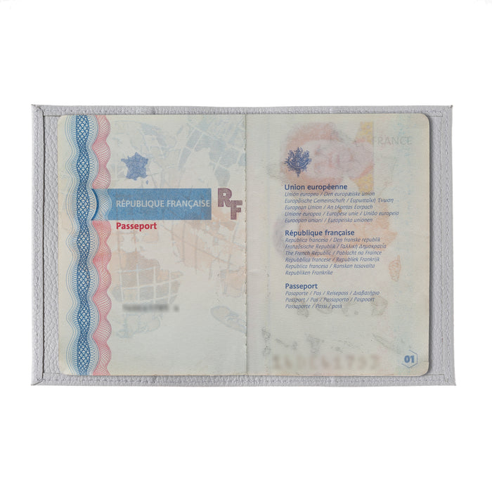 Larmorie Louis Cuir Grainé Porte Passeport Flocon Blanc