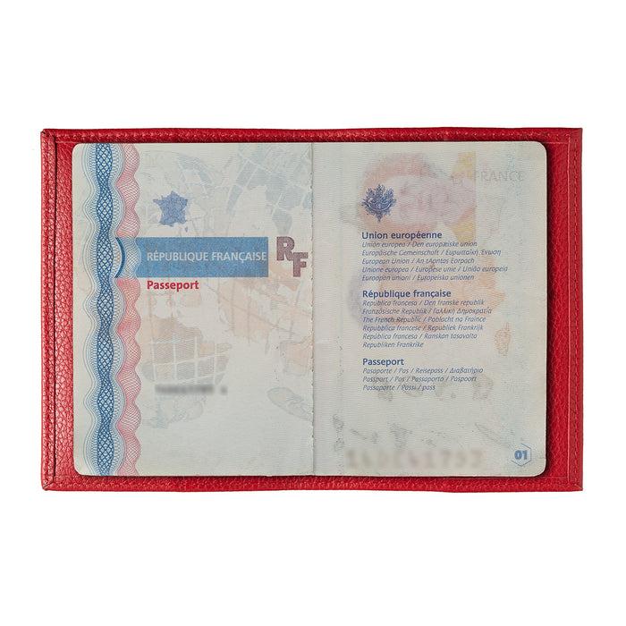 Larmorie Louis Cuir Grainé Porte Passeport Rubis Rouge