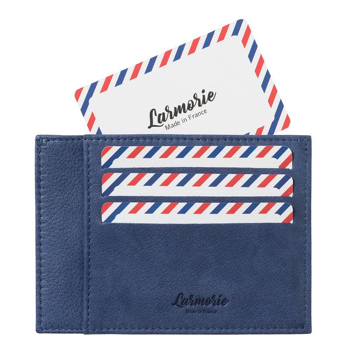 Larmorie PAUL Cuir Nubuck Porte-cartes Mer Indigo Personnalisé