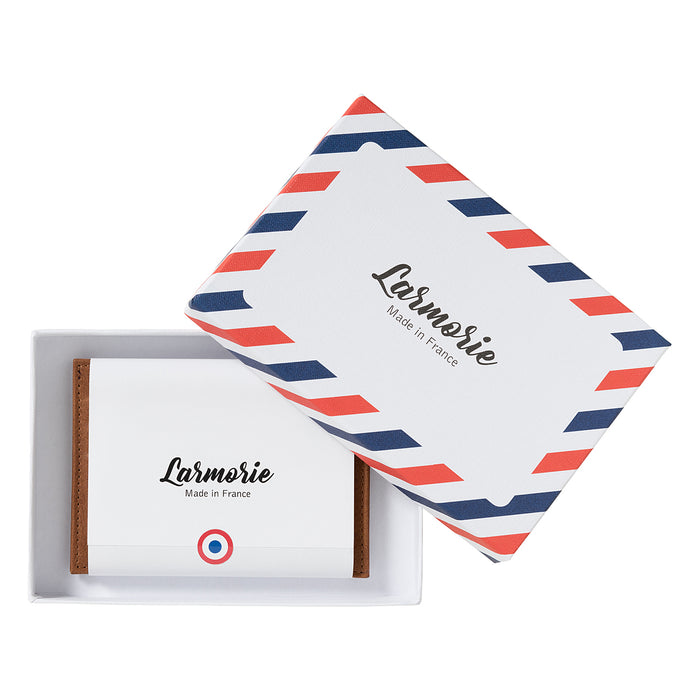 Larmorie PAUL Cuir Nubuck Porte-cartes Mer Indigo Personnalisé