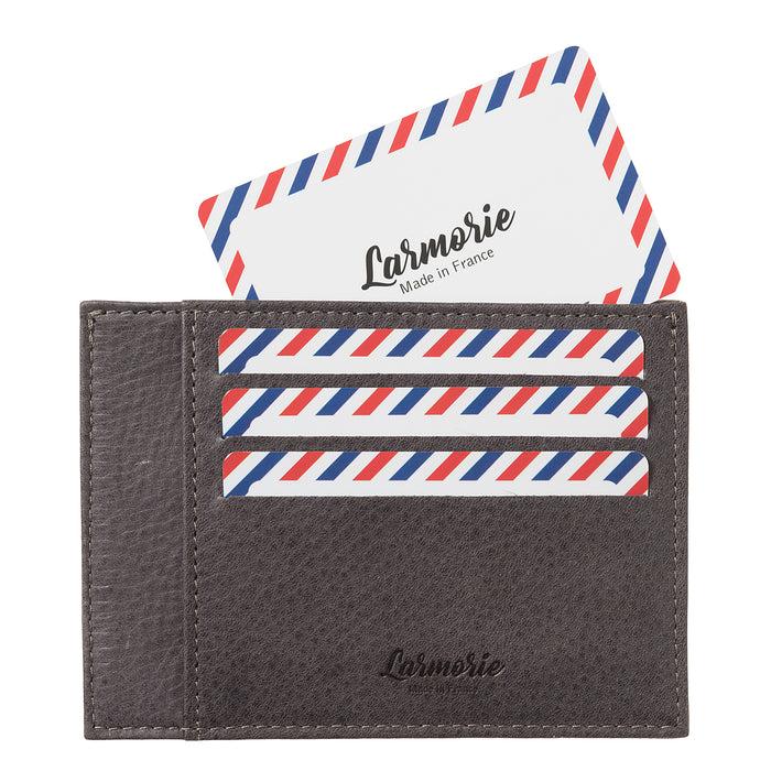 Larmorie PAUL Cuir Nubuck Porte-cartes Nuage Gris Personnalisé
