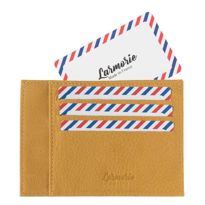 Larmorie PAUL Cuir Nubuck Porte-cartes Soleil Jaune Personnalisation