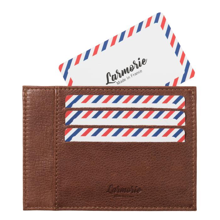 Larmorie PAUL Cuir Nubuck Porte-cartes Terre Brunie Personnalisé