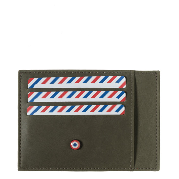 larmorie PAUL Cuir vintage Porte-cartes Bois Vert Personnalisé