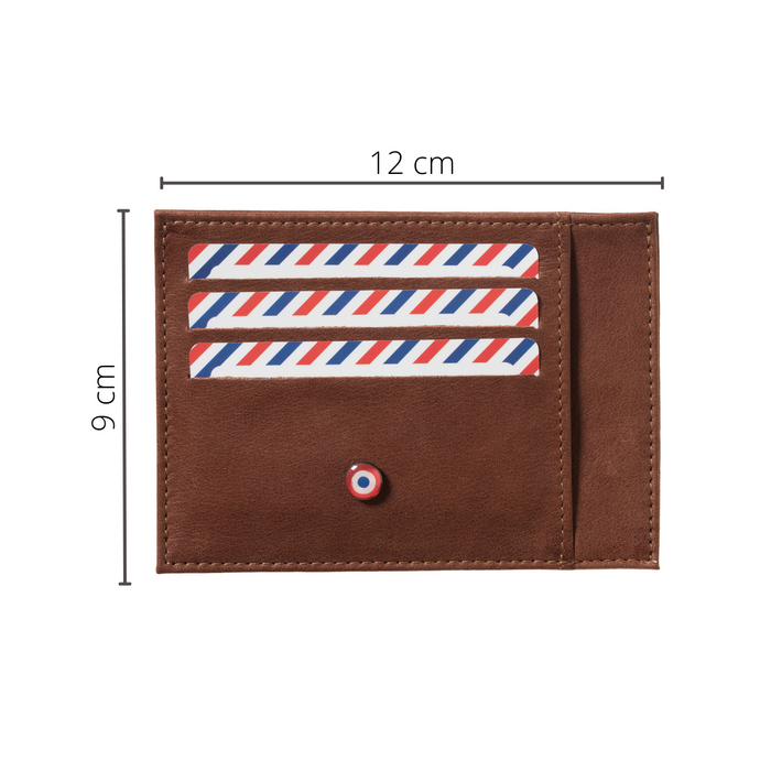 Larmorie PAUL Cuir Vintage Porte-cartes Terre Brunie