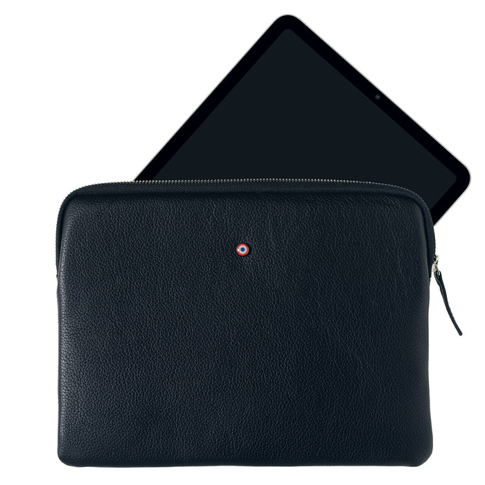 Larmorie Pochette D'Ipad Guillaume Cuir Grainé Lune Bleue